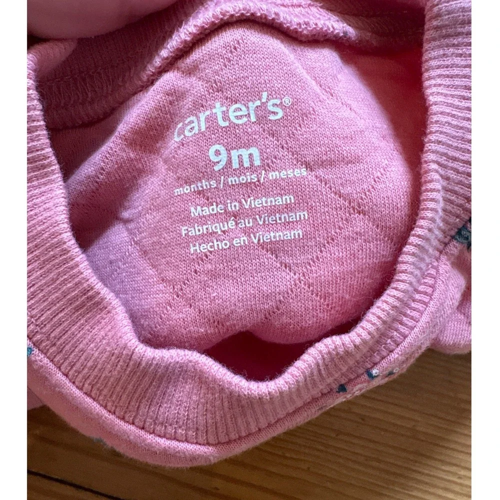 Carter's Jumpsuit Baby Pink New Quilted Floral‎ Bow One Piece SIZE 9m